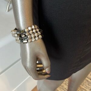 Silver 4-Strand Stretchy Bracelet